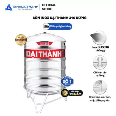 Bồn Nước Inox 2.000L Đứng - SUS 316