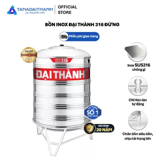Bồn Nước Inox 2.000L Đứng - SUS 316